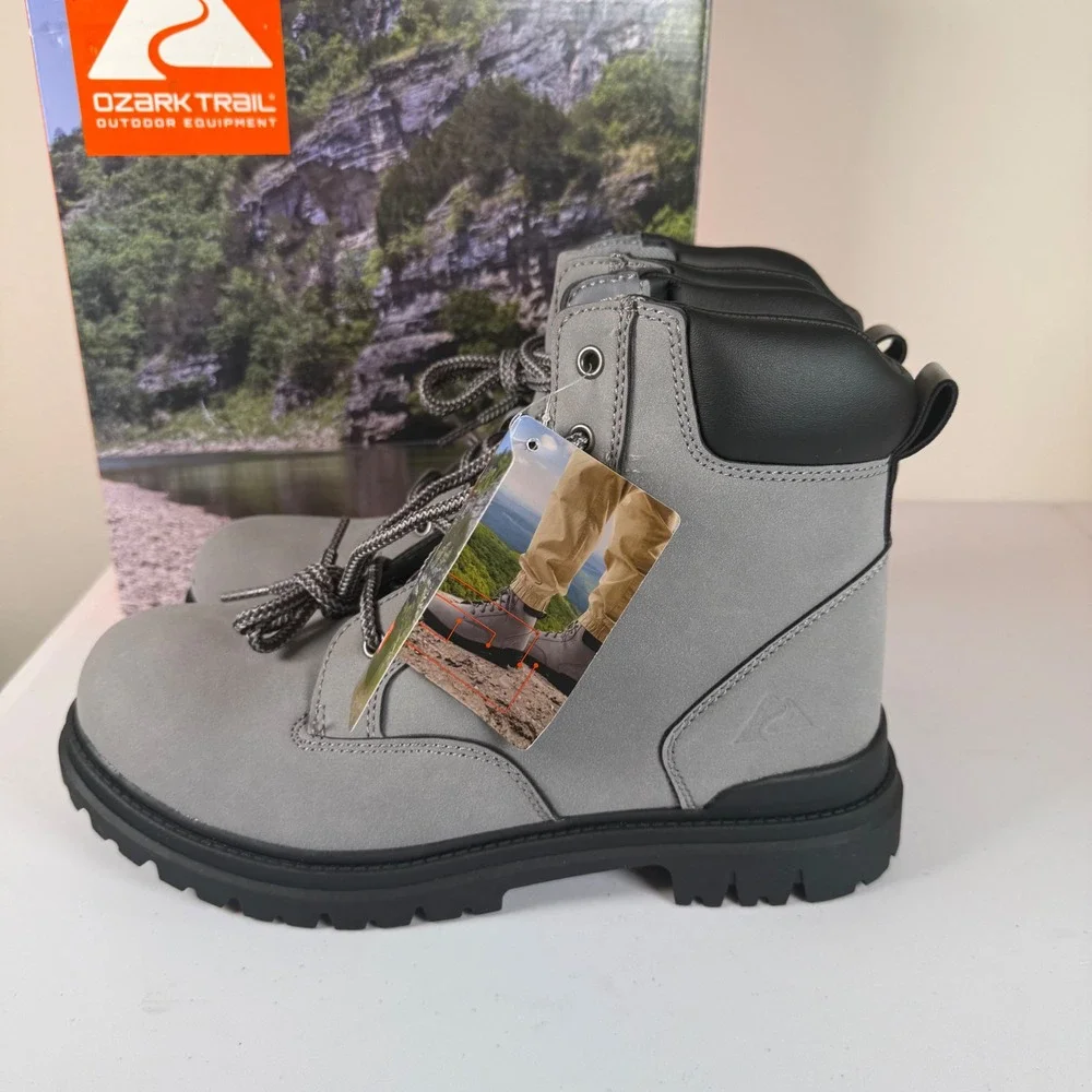 NEW Ozark Trail Troy II Lifestyle Work Boots Size 9 Faux Leather Rugged‎ Outdoor